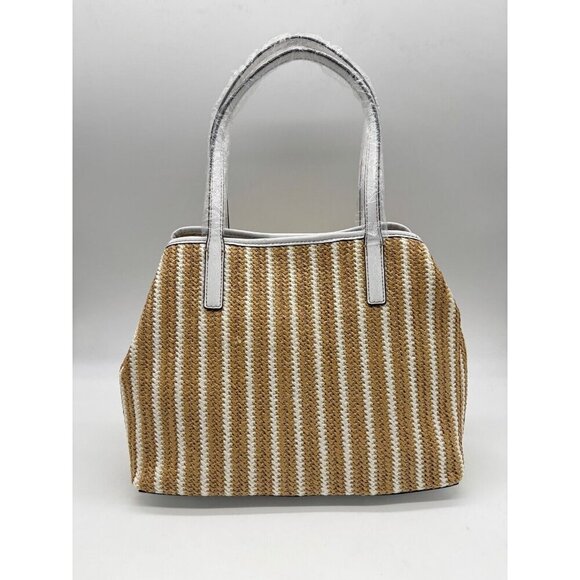 GUESS Vikky raffia faux-leather women's tote bag purse + cosmetic pouch 2 PIECE - Picture 9 of 11